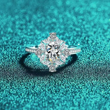 【#A280】(Ines) 925 Sterling Silver Synthetic Moissanite Ring