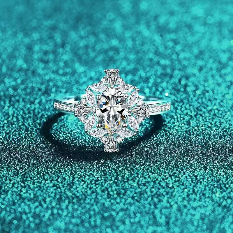 【#A280】(Ines) 925 Sterling Silver Synthetic Moissanite Ring