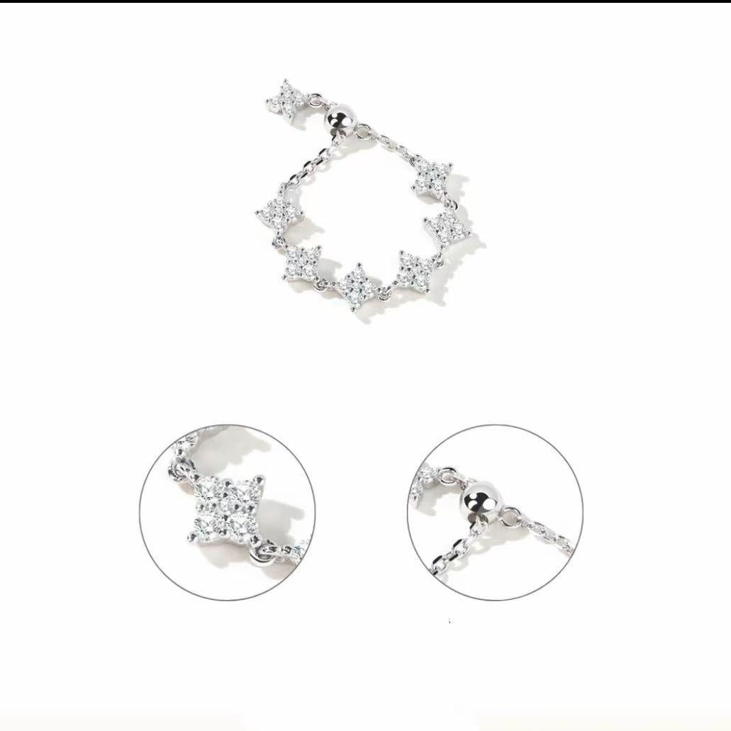 【#H282】(Gwen) 925 Sterling Silver Synthetic Moissanite Ring