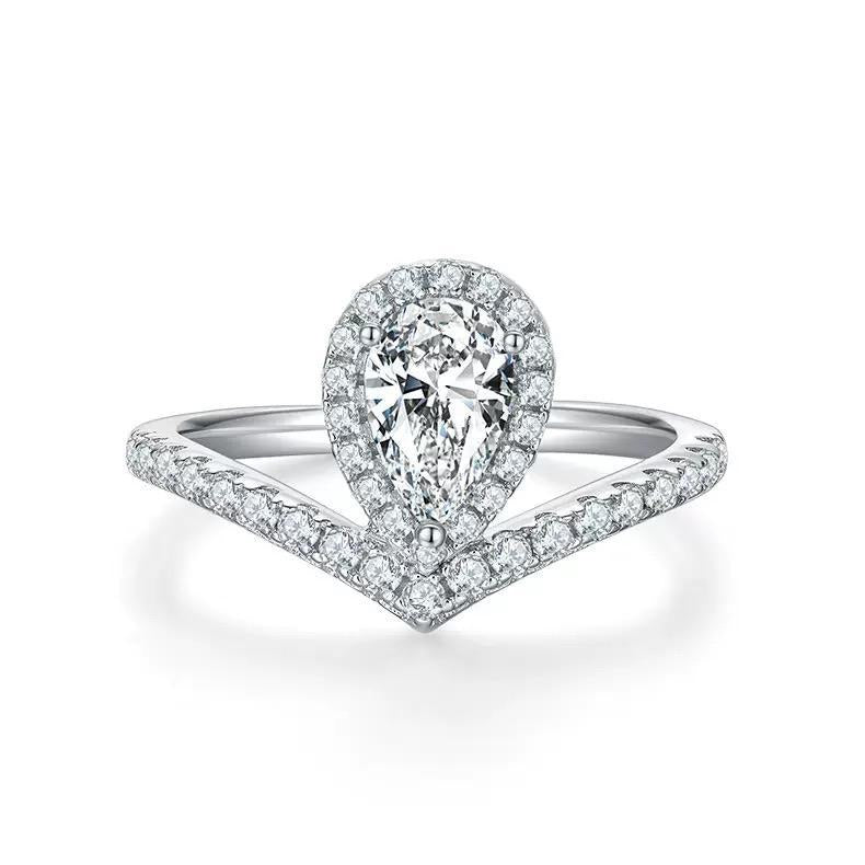 【#Y51】(Jelena) 925 Sterling Silver Synthetic Moissanite Ring