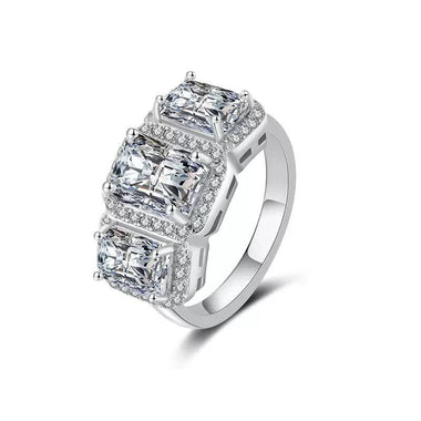 【#45】(Lene) 925 Sterling Silver Synthetic Moissanite Ring
