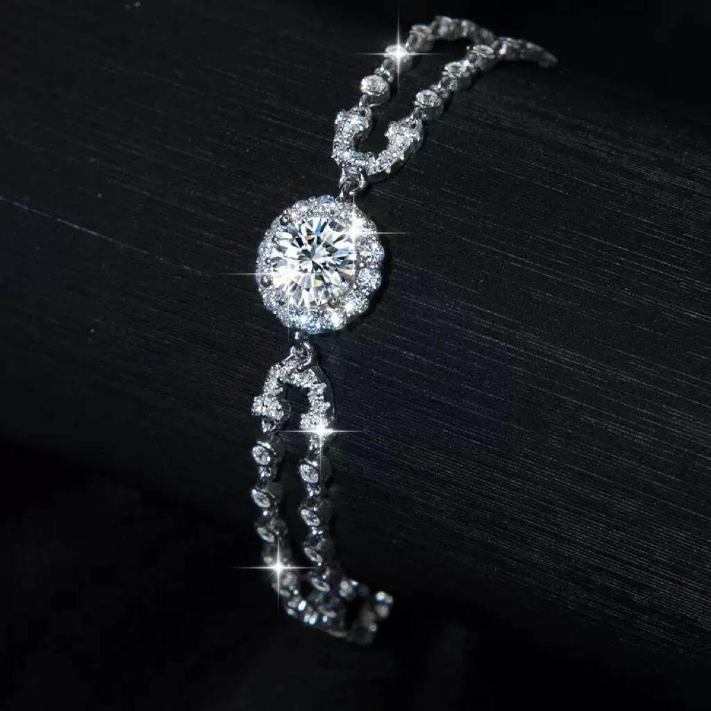 【#Y83】(Una)925 SterlingSilver Synthetic Moissanite Bracelet