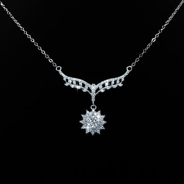 【#Y105】(Suits)925 Sterling Silver Synthetic Moissanite Stud Necklace Set