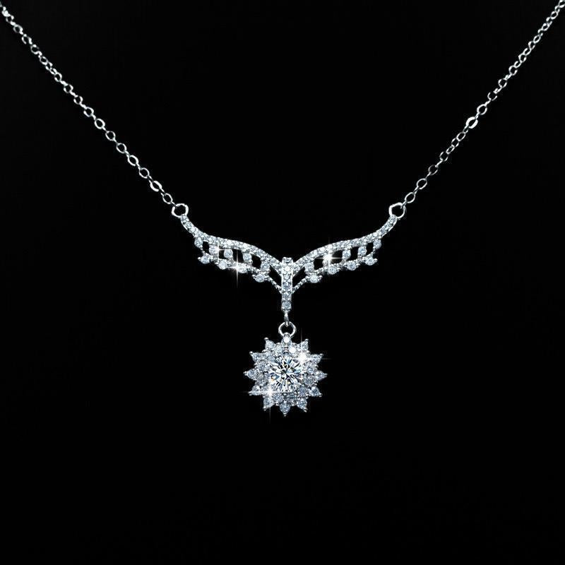 【#Y105】(Suits)925 Sterling Silver Synthetic Moissanite Stud Necklace Set