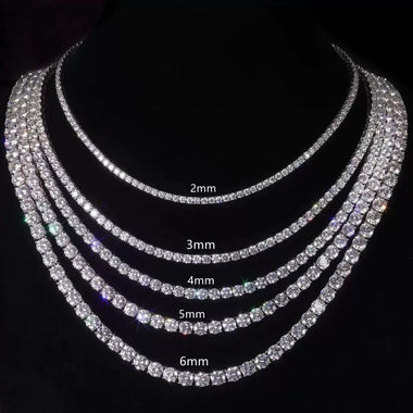 【#Y129】(Tennis)925 Sterling Silver Synthetic Moissanite Necklace