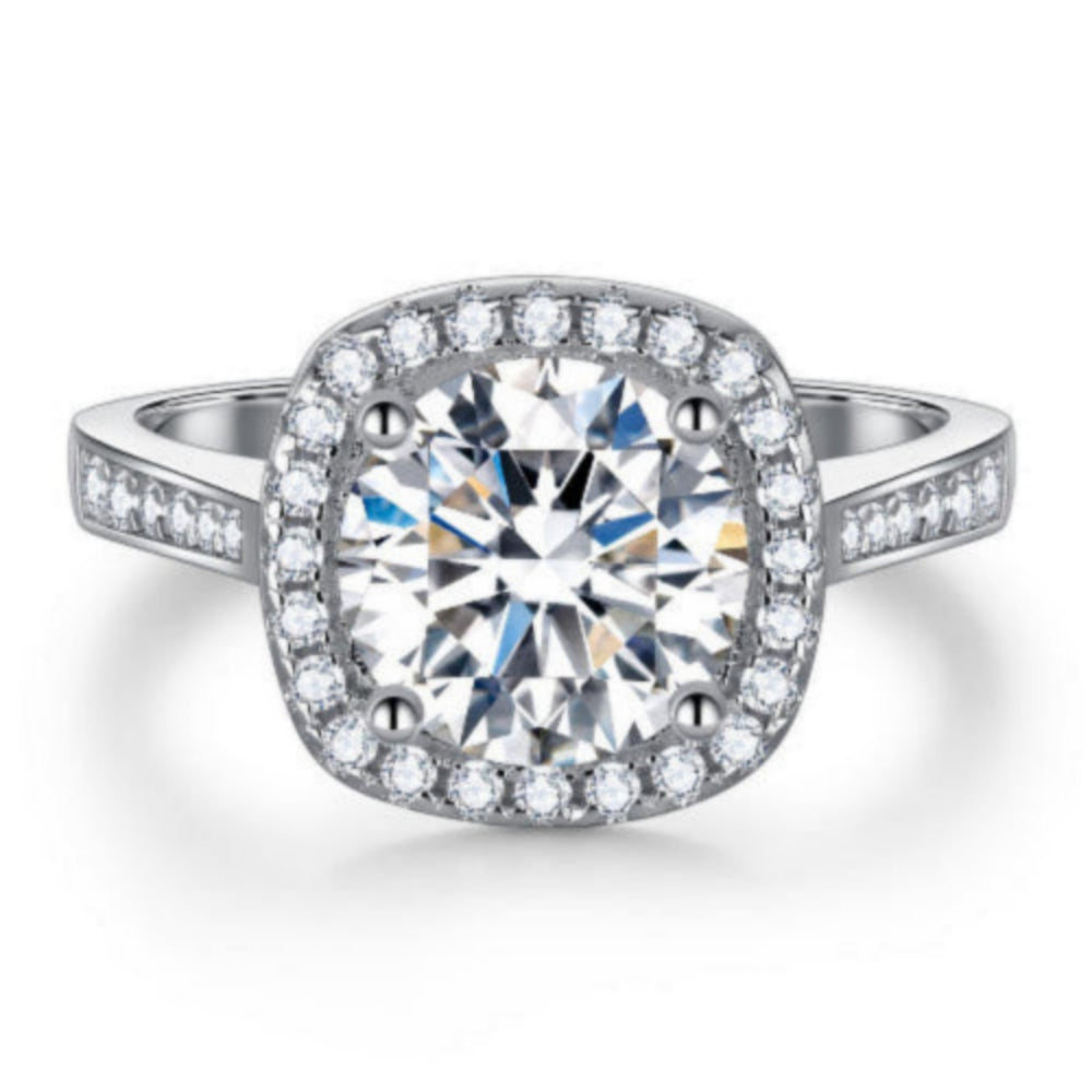【#01】（Princess）925 Sterling Silver Synthetic Moissanite rings